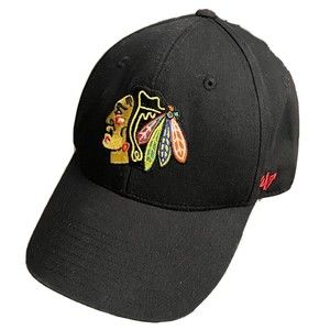 Chicago Blackhawks NHL '47 Brand Black Adjustable Captain Snapback Hat